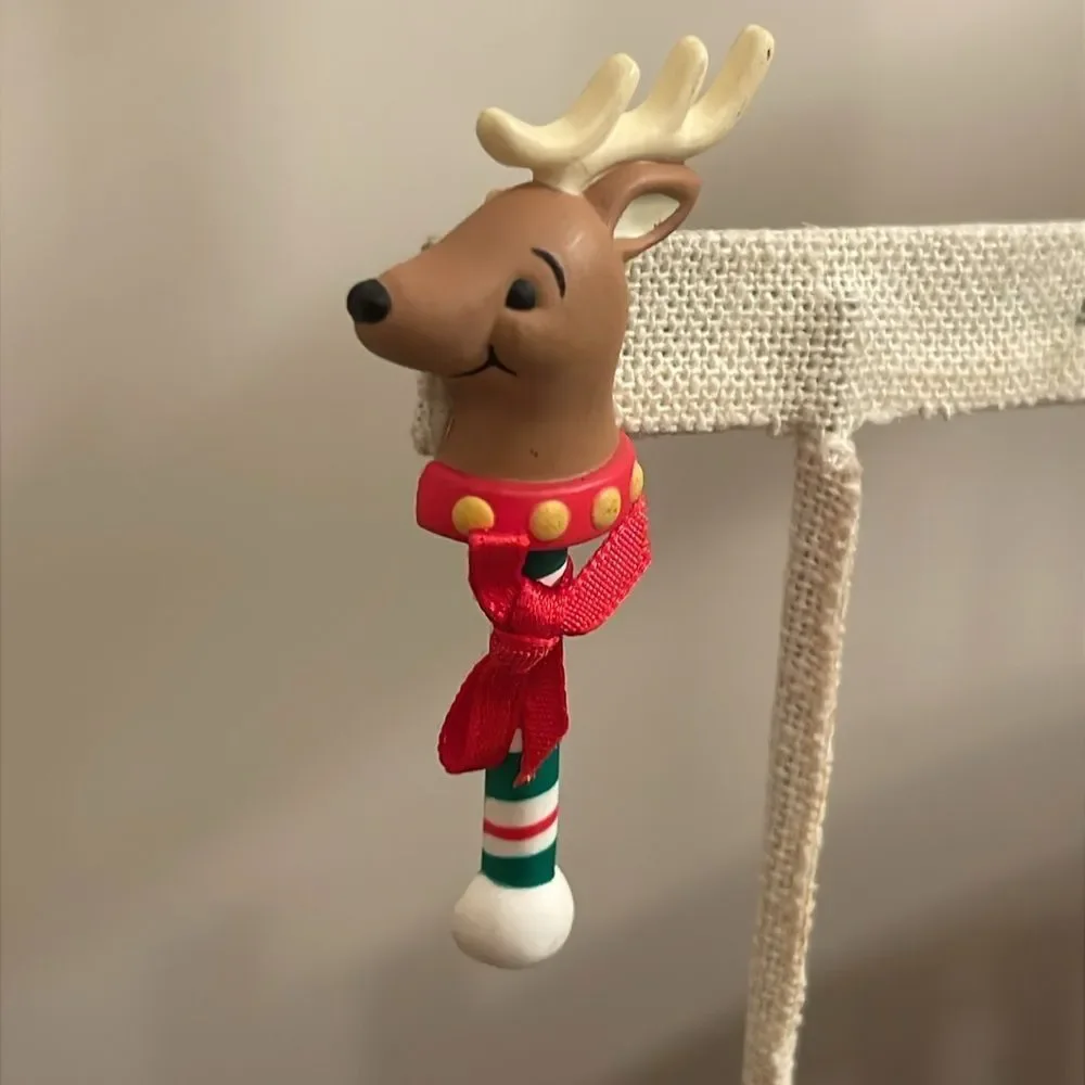 Vintage Hallmark Cards Festive Reindeer Candy Cane Brooch Lapel Pin Christmas